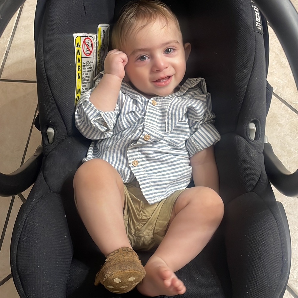 H&M Blue and White Striped Baby Shirt only use one time